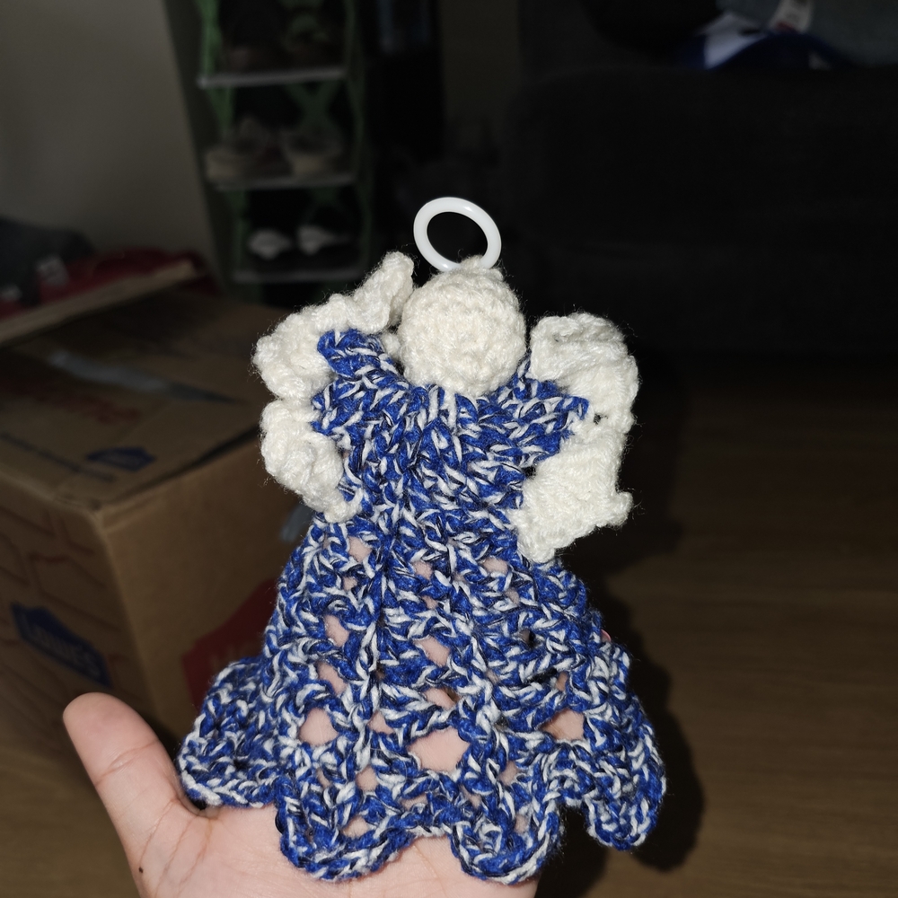 Handcrafted Blue and White Angel Toy